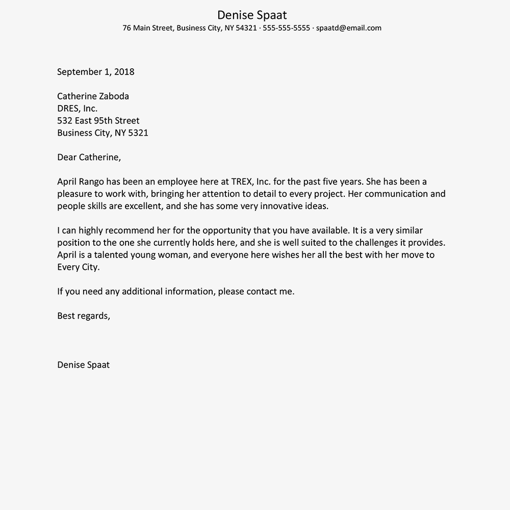 Professional Reference Letter Sample 