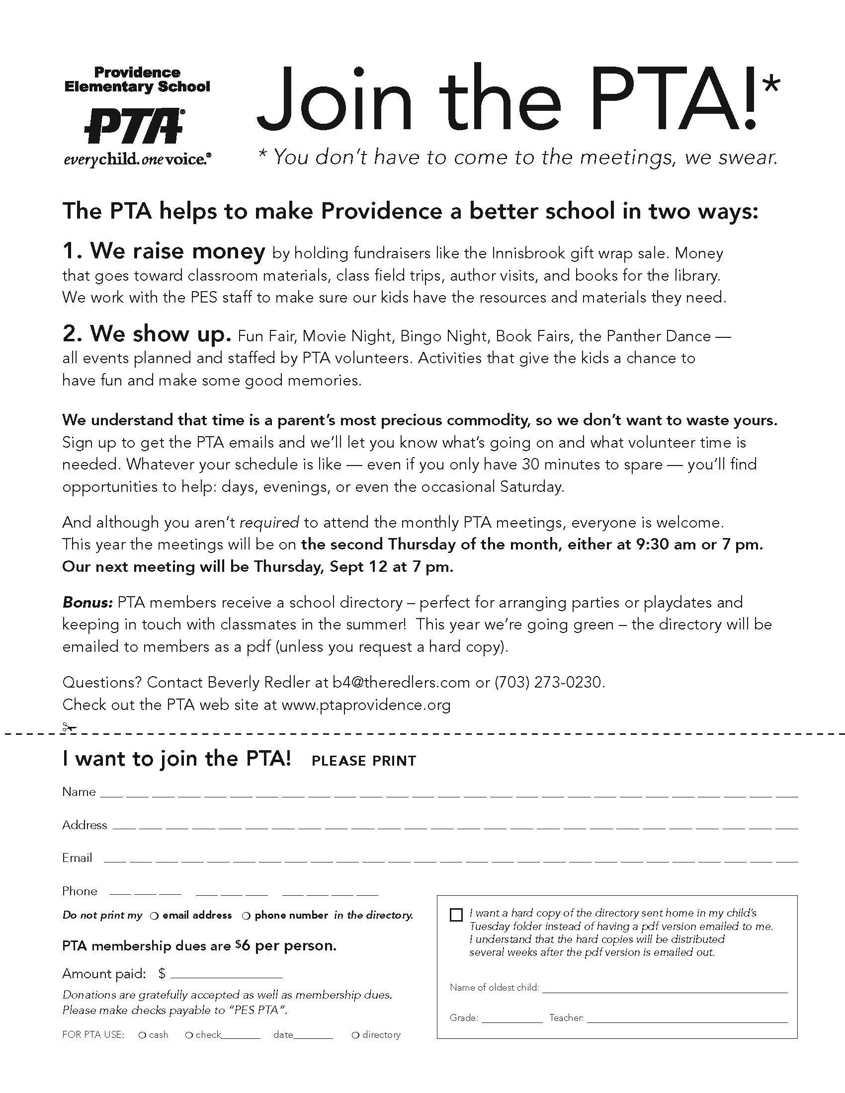 Pta Membership Form Pta Pta Pto Membership Pta School 