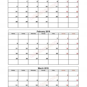 Quarterly Calendar 2019 Printable Download Free Calendar Template