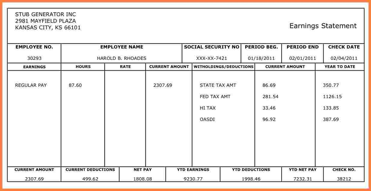 Quickbooks Pay Stub Template Emmamcintyrephotography