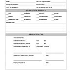 Restaurant Employee Absence Report Form Work Work Employee