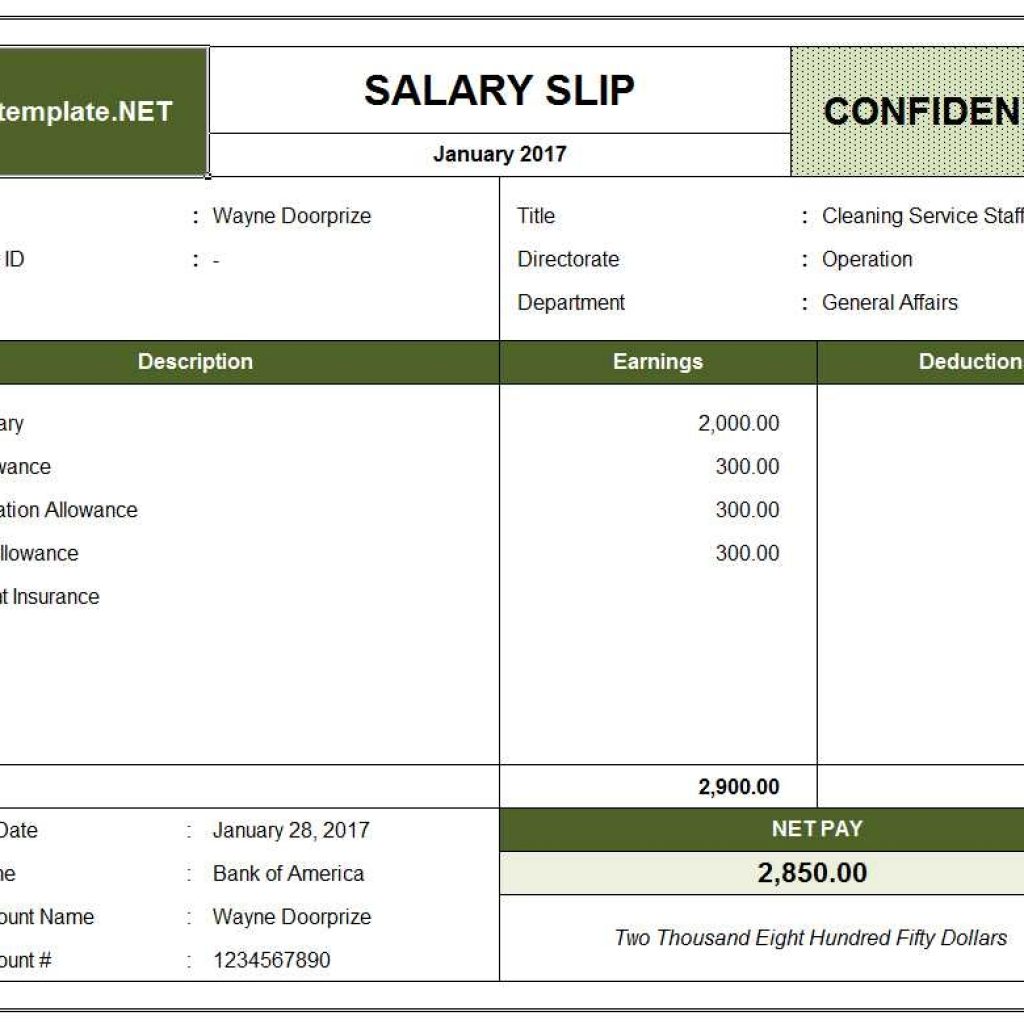 Salary Slip Excel Templates