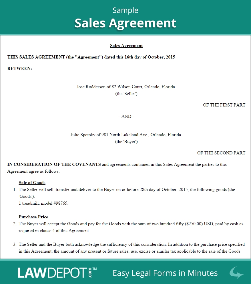 Sales Agreement Form Free Sales Contract Us Lawdepot 