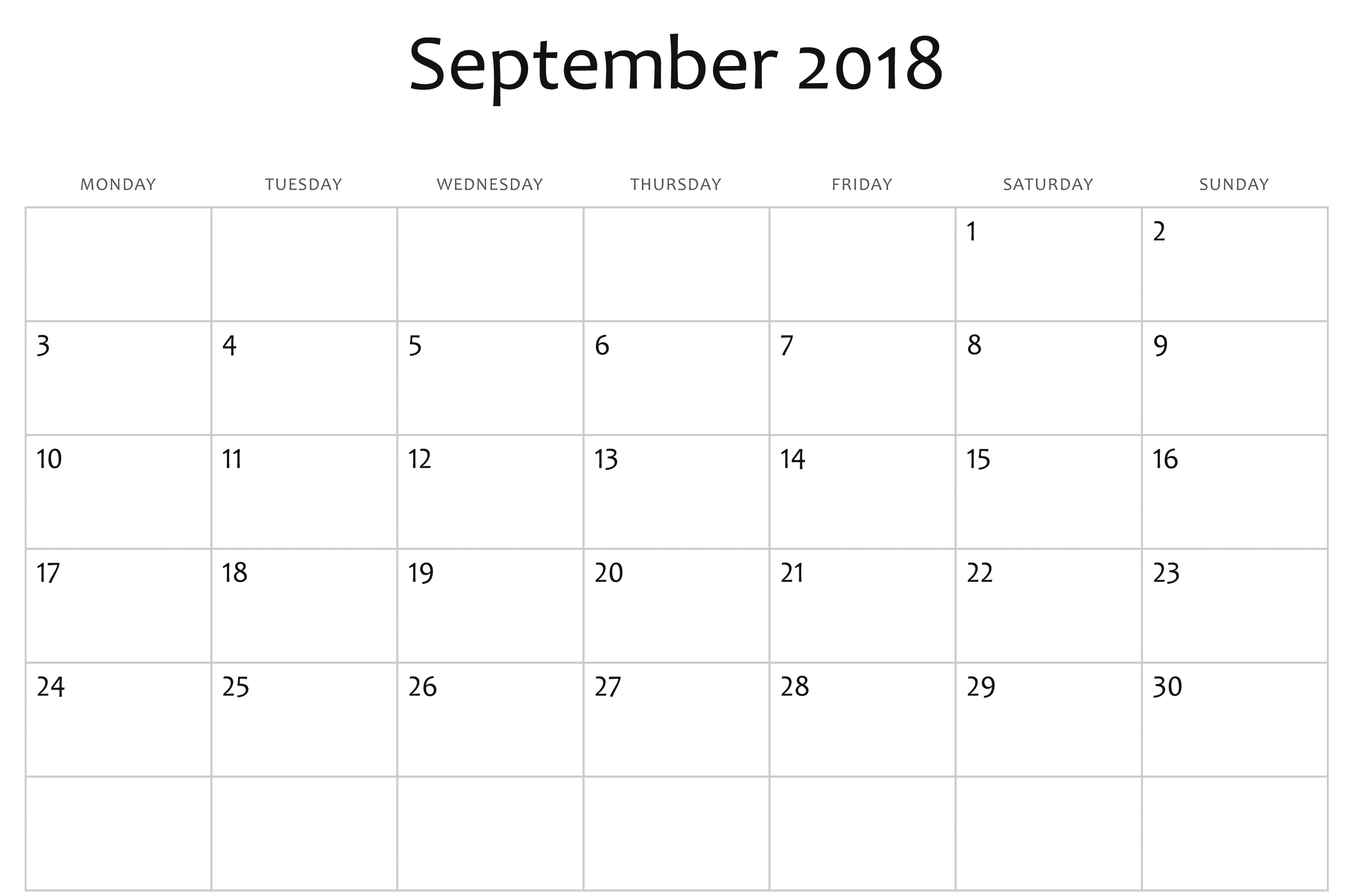 September 2018 Calendar Nz Printable Calendar 2018 Template Excel 