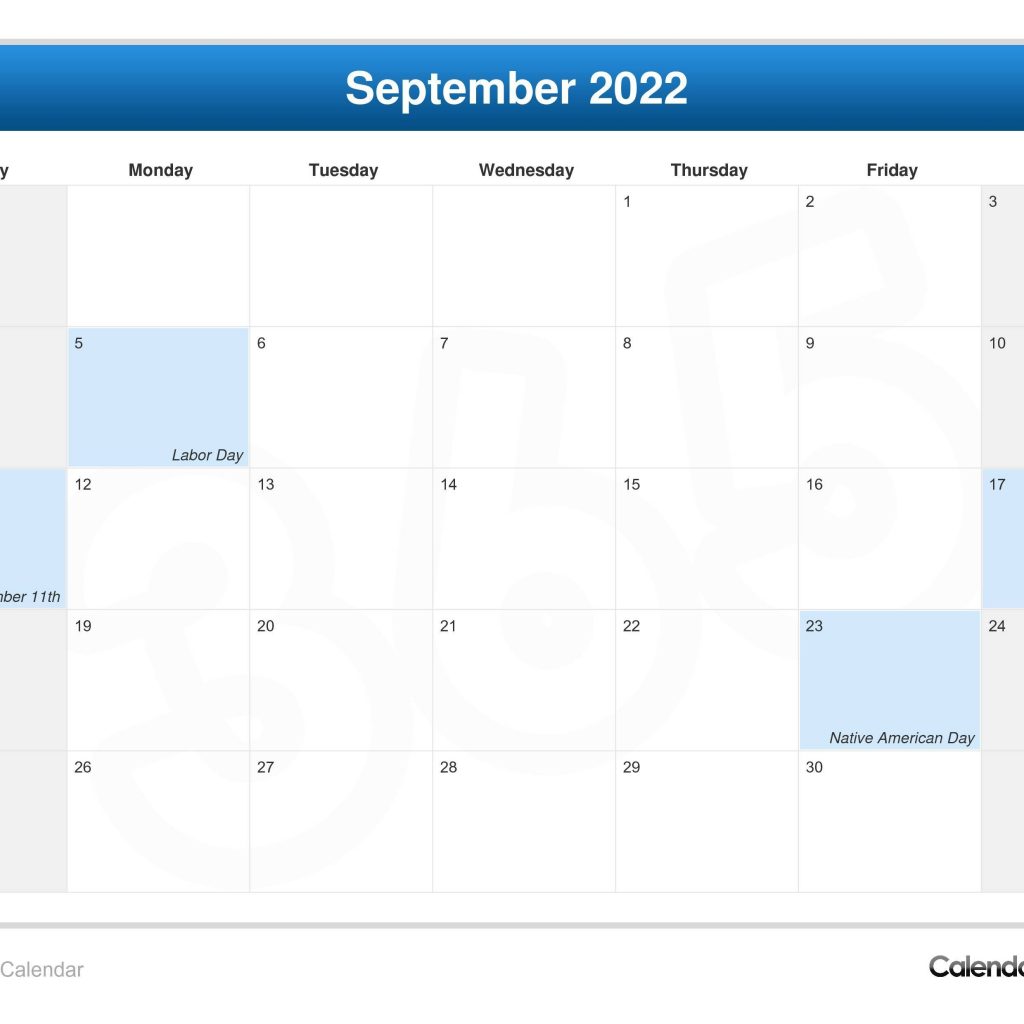 September 2022 Calendar