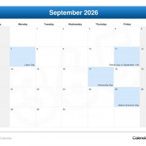 September 2026 Calendar