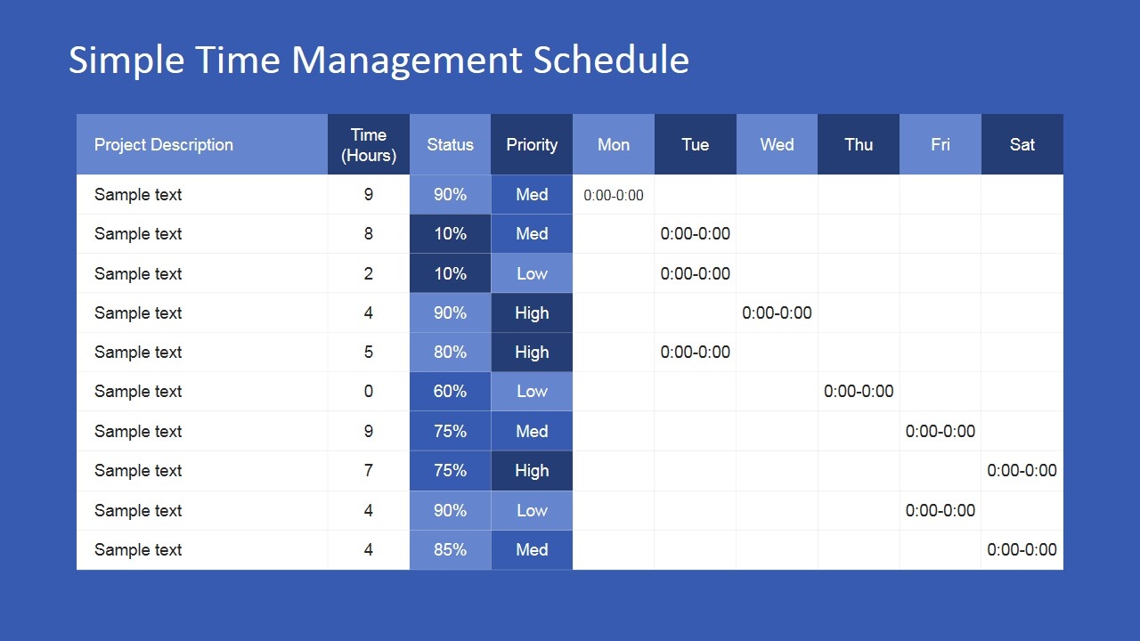 Simple Time Management Powerpoint Table Slidemodel 