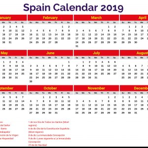 Spain 2019 Holidays Calendar 2019 Calendars Pinterest Holiday