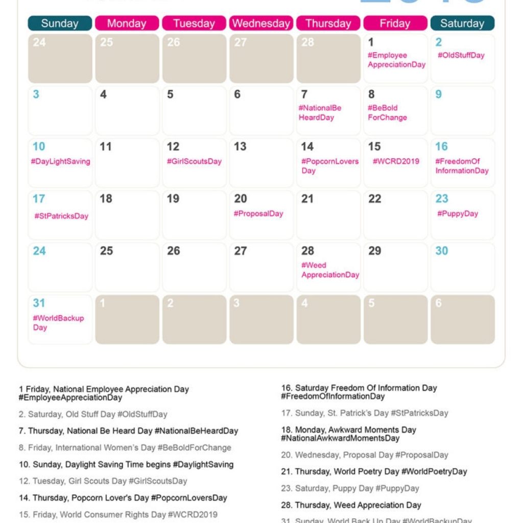 The 2019 Social Media Holiday Calendar Make A Website Hub