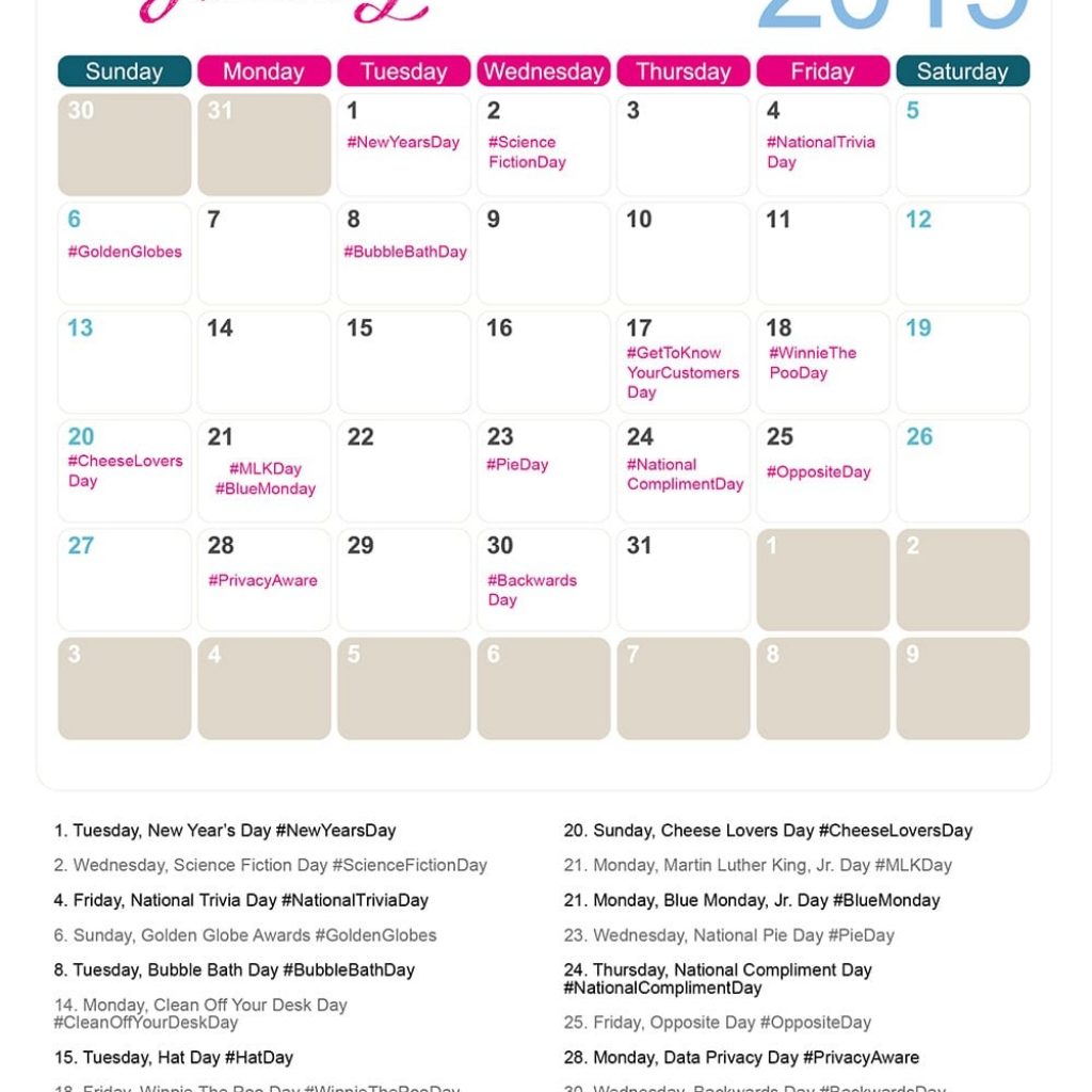 The 2019 Social Media Holiday Calendar Make A Website Hub