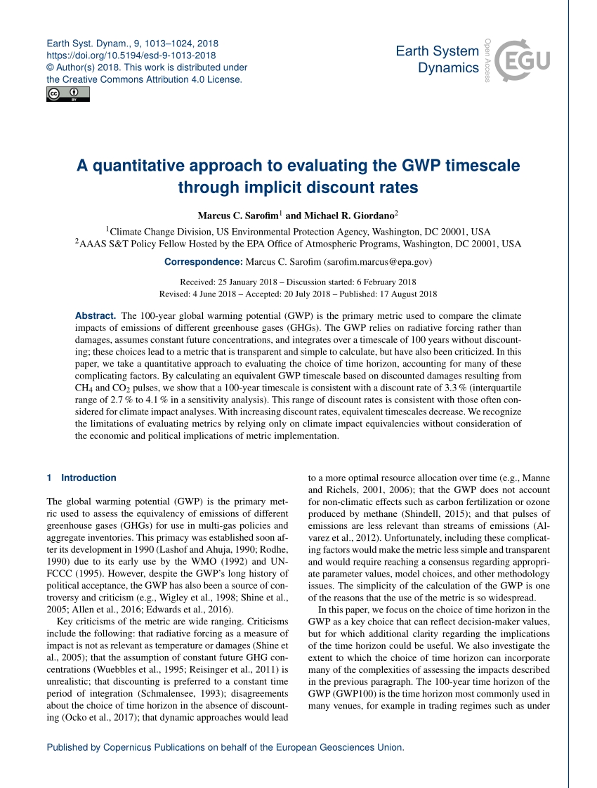 The Social Cost Of Atmospheric Release