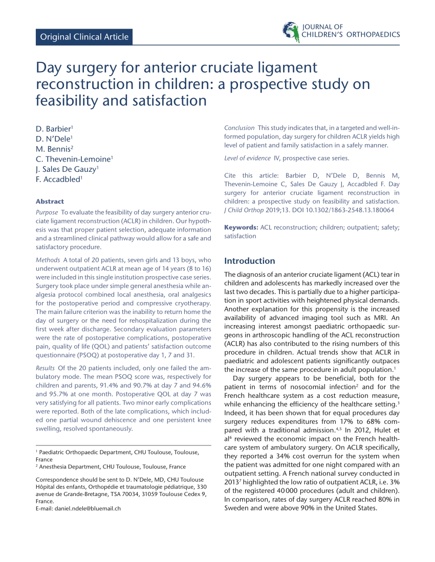 Trends In Pediatric And Adolescent Anterior Cruciate Ligament Injury 