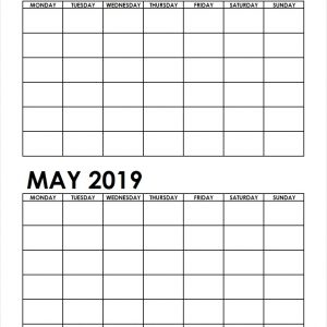 Two Month April May 2019 Calendar Blank Two Months Template