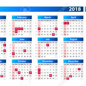 Usa Calendar 2018 Official Holidays And Non Working Days Royalty