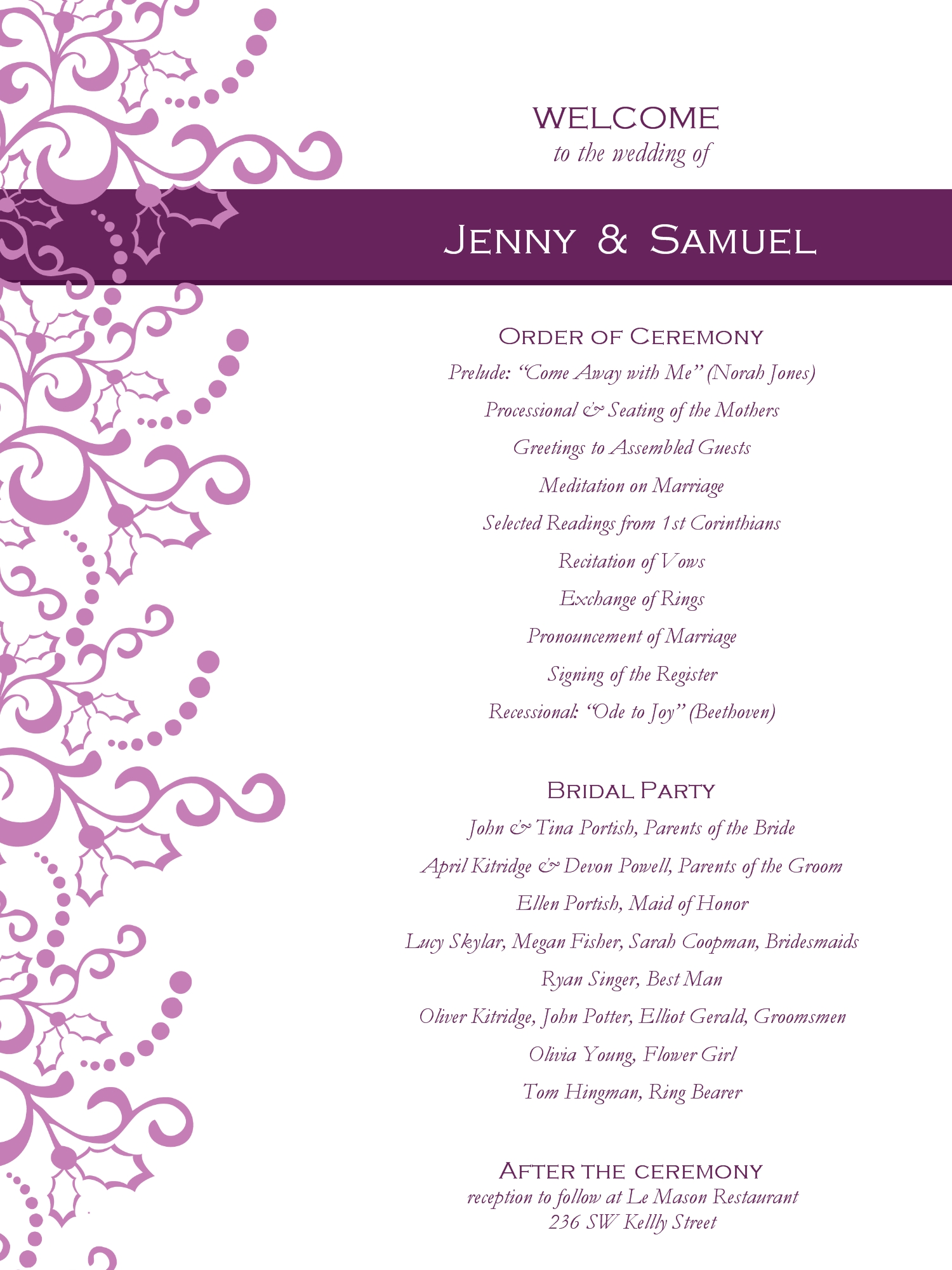 Wedding Program Templates Free Weddingclipart Wedding 