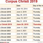 When Is Corpus Christi 2019 2020 Dates Of Corpus Christi