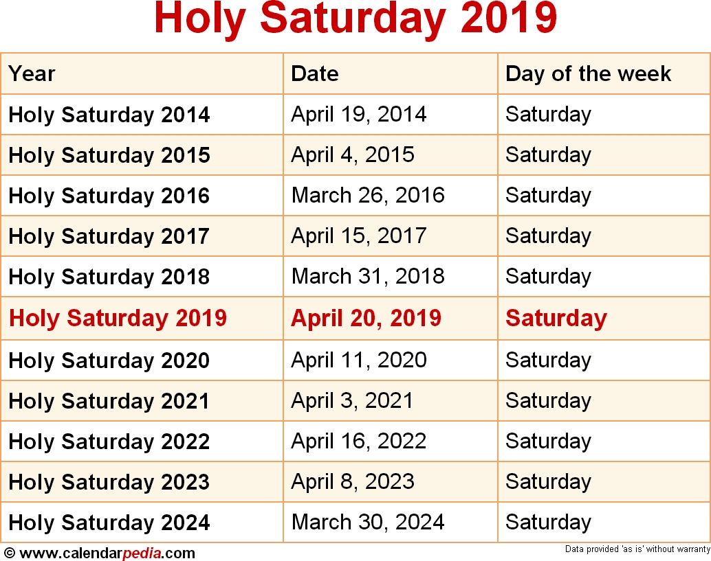 When Is Holy Saturday 2019 2020 Dates Of Holy Saturday 