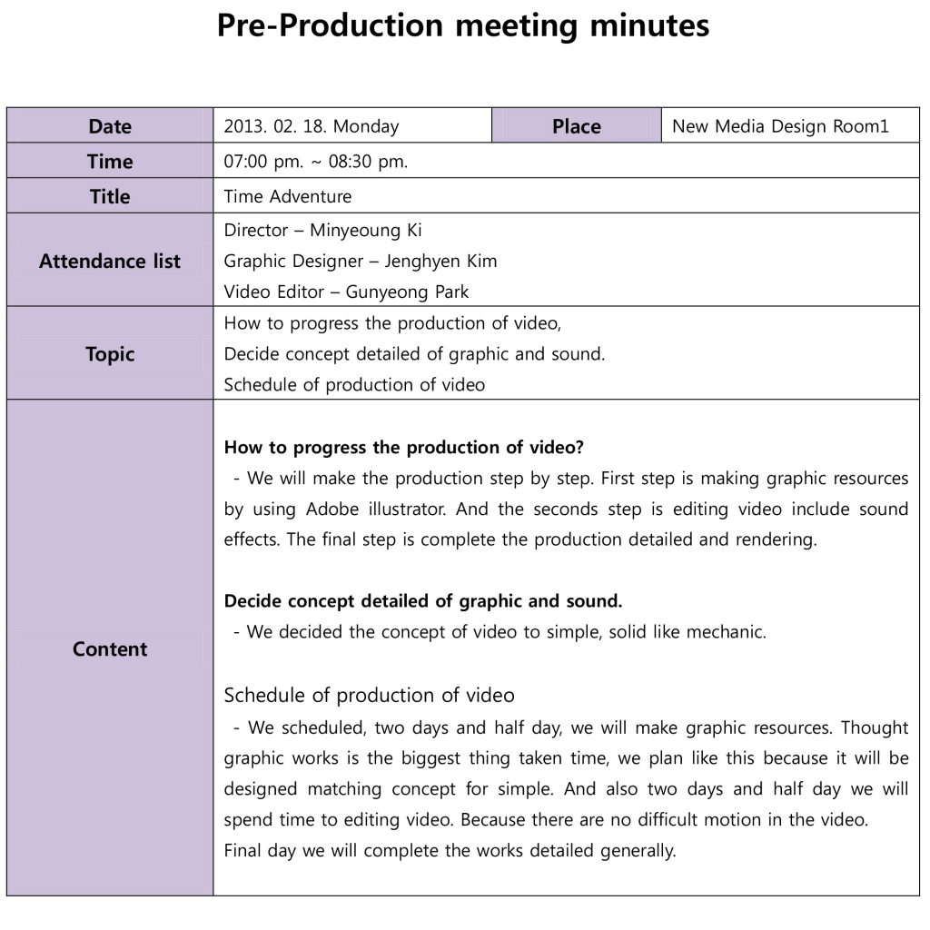 17 Images Of Production Meeting Documentation Template Somaek