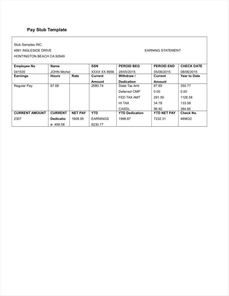 20 Free Pay Stub Templates Free Pdf Doc Xls Format Download