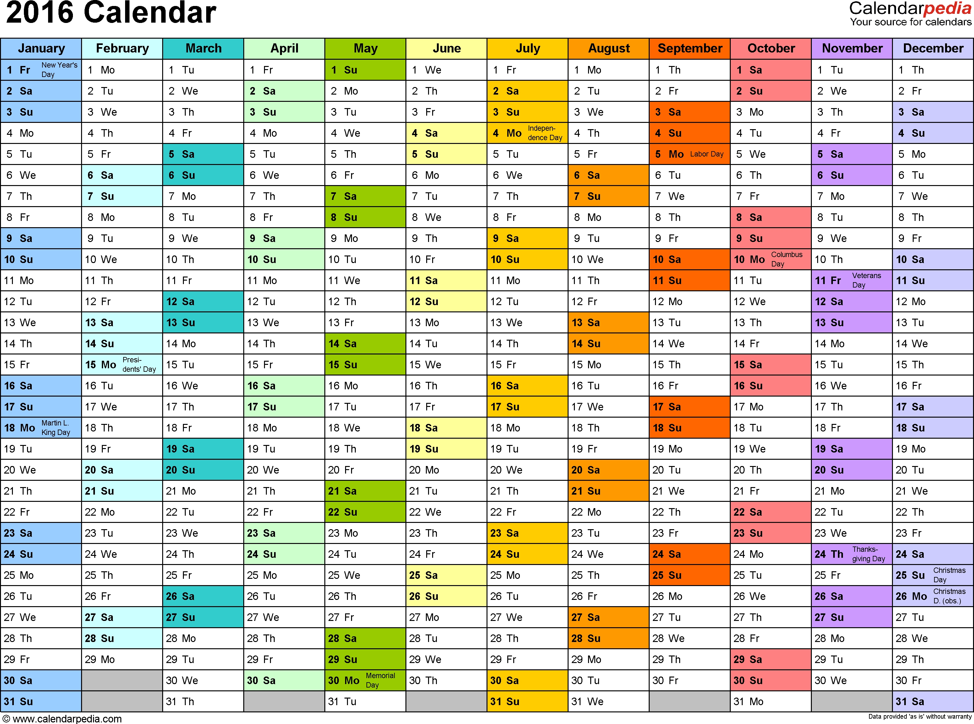 2016 Calendar Download 16 Free Printable Excel Templates Xlsx 