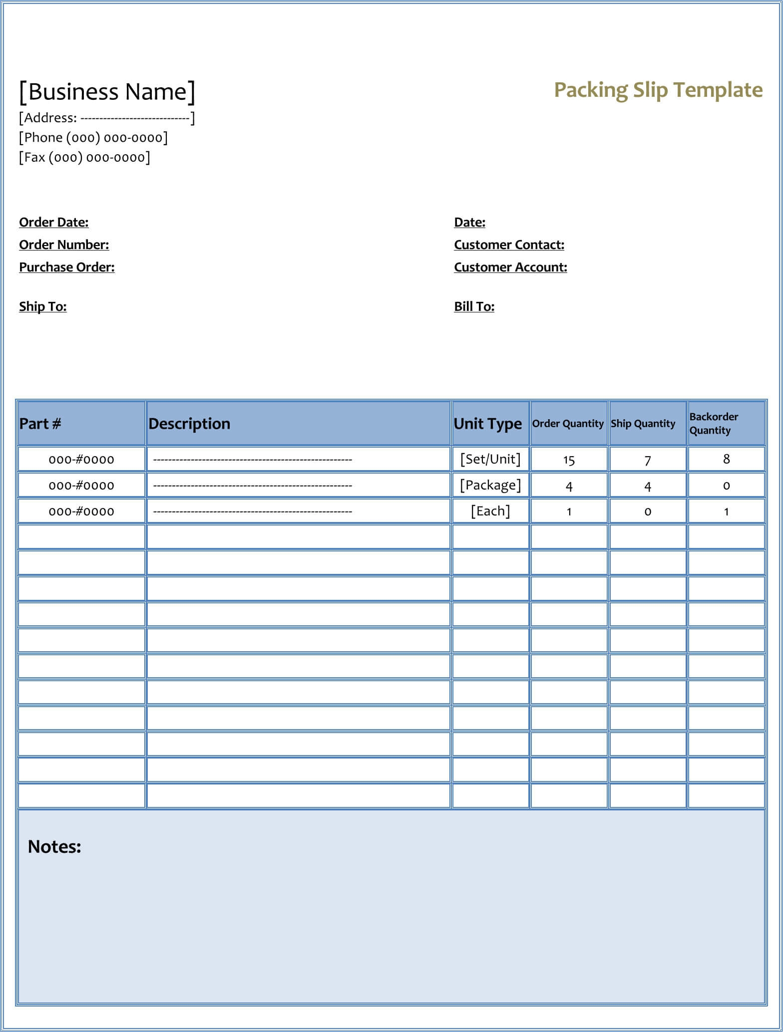 Blank Packing Slip Template Qualads