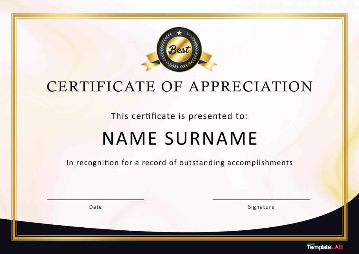 30 Free Certificate Of Appreciation Templates And Letters 