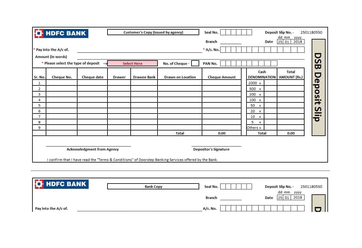 37 Bank Deposit Slip Templates Examples Template Lab 