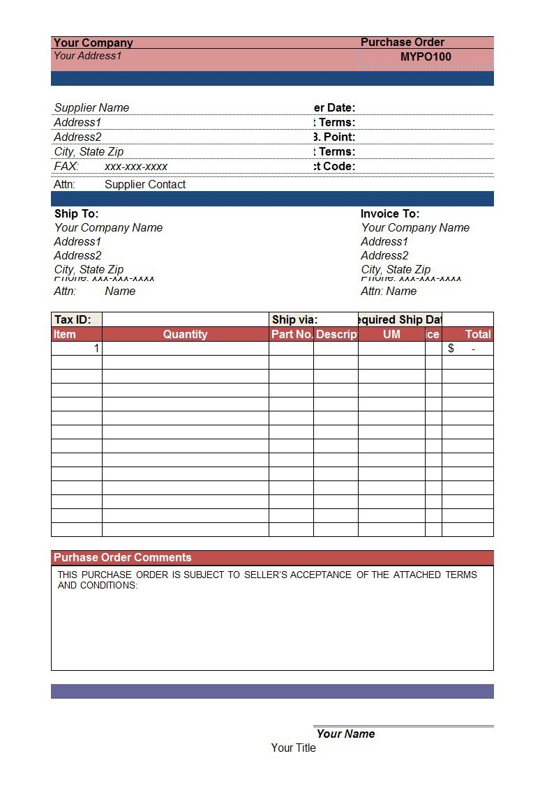 37 Free Purchase Order Templates In Word Excel