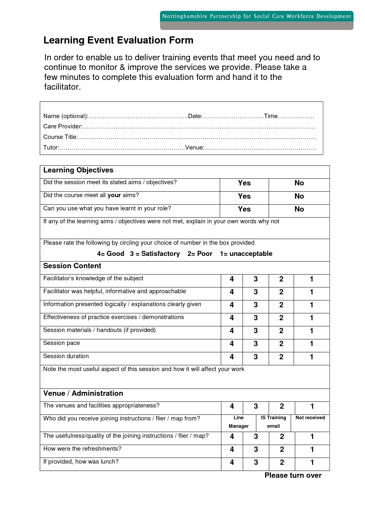 4 Feedback Form Template Outline Templates Trainer Evaluation 