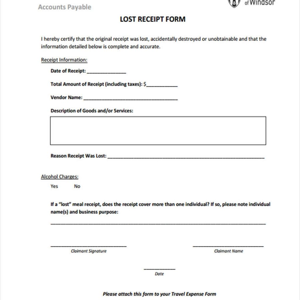 4 Lost Receipt Forms Free Samples Examples Format Download