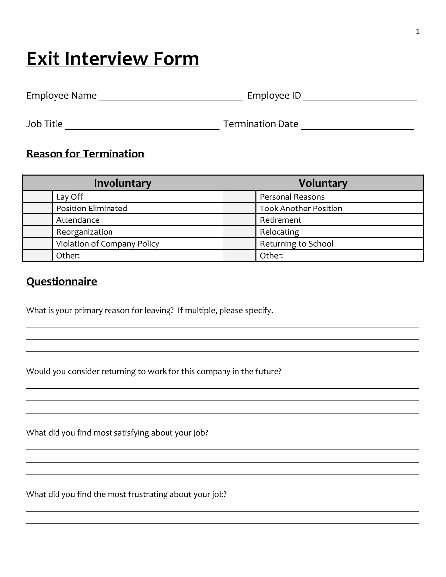 40 Best Exit Interview Templates Forms Template Lab 