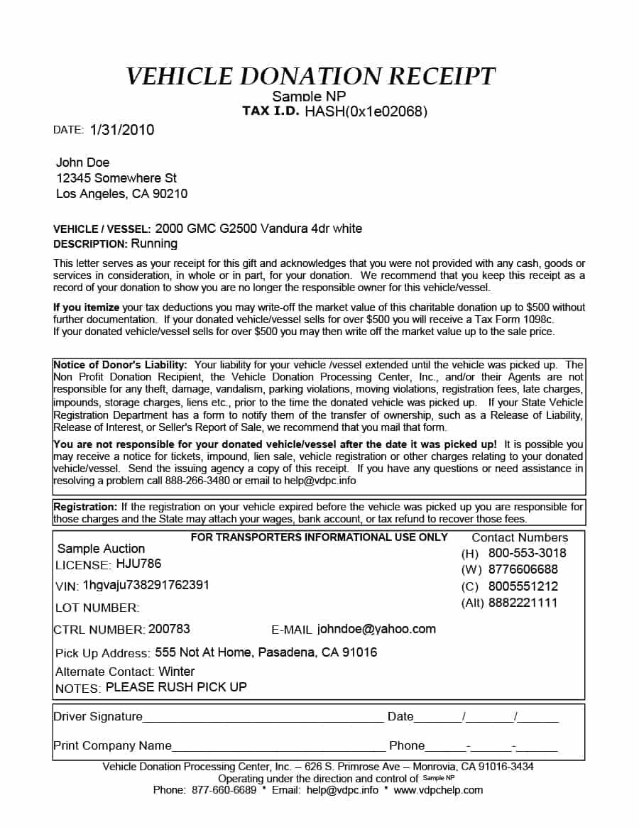 40 Donation Receipt Templates Letters Goodwill Non Profit