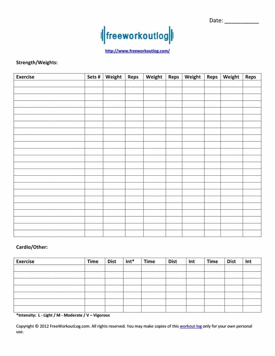 40 Effective Workout Log Calendar Templates Template Lab