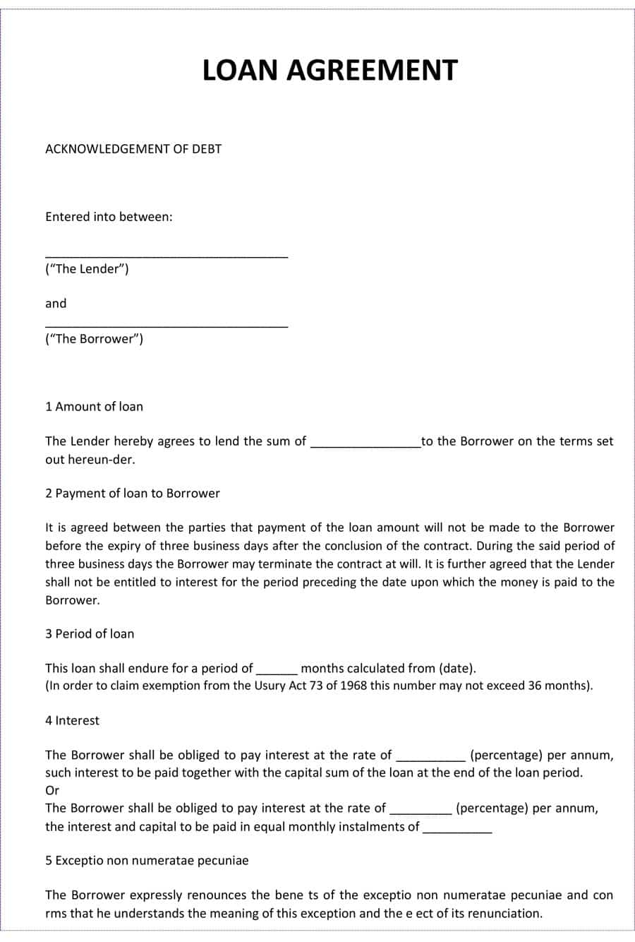 40 Free Loan Agreement Templates Word Pdf Template Lab 