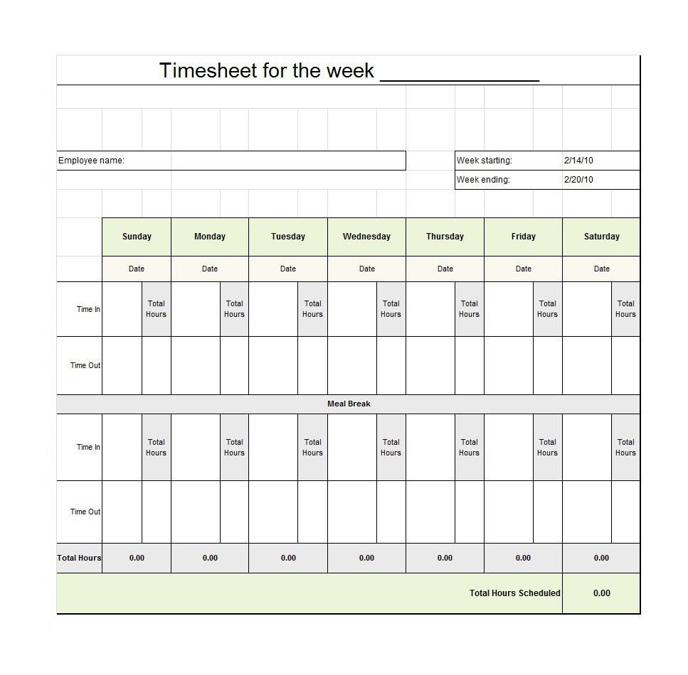 40 Free Timesheet Time Card Templates Template Lab 