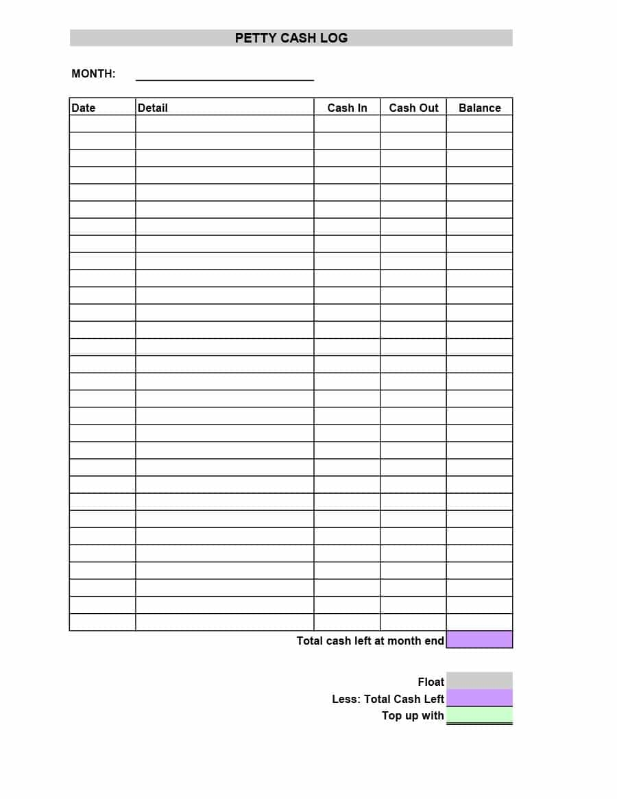 40 Petty Cash Log Templates Forms Excel Pdf Word Template Lab 