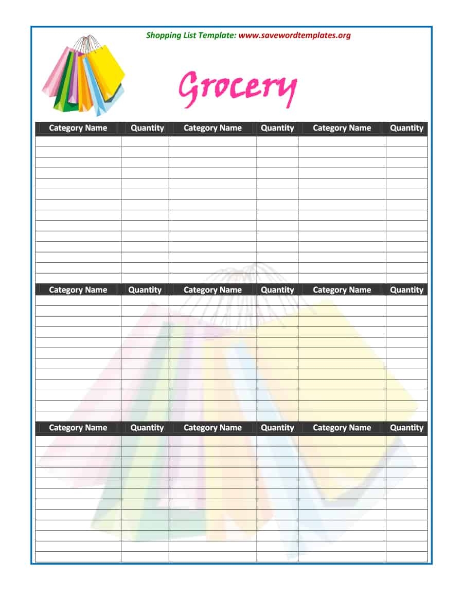 40 Printable Grocery List Templates Shopping List Template Lab 