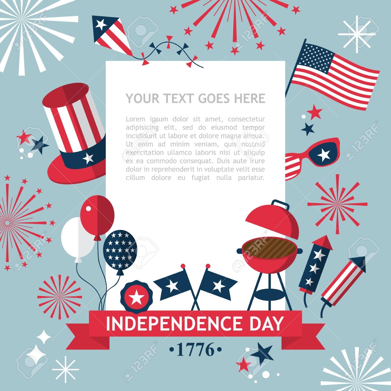 4th Of July Independence Day Of The Usa Party Invitation Template