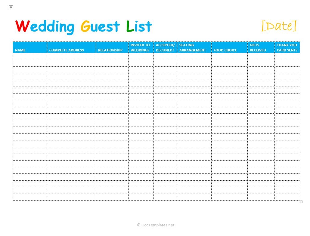 7 Free Wedding Guest List Templates And Managers 