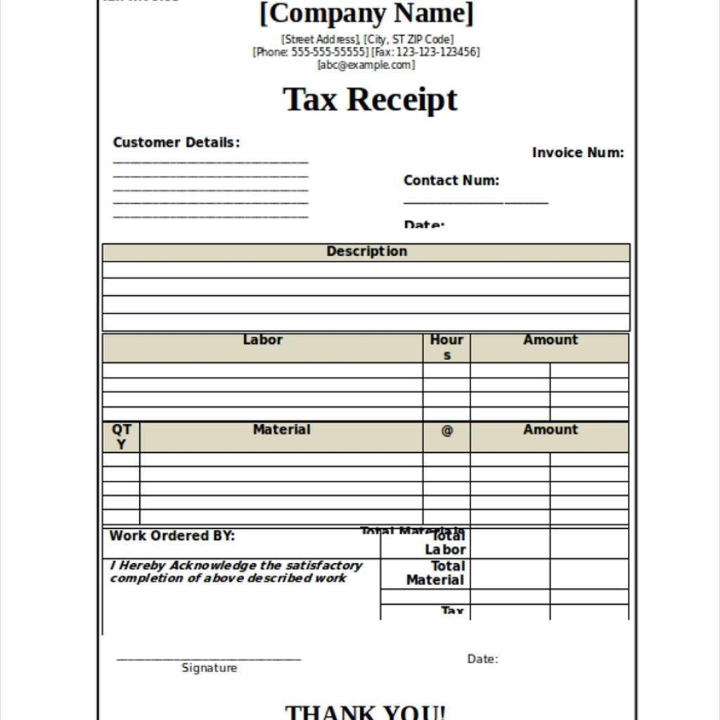 8 Tax Receipts Examples Samples Examples