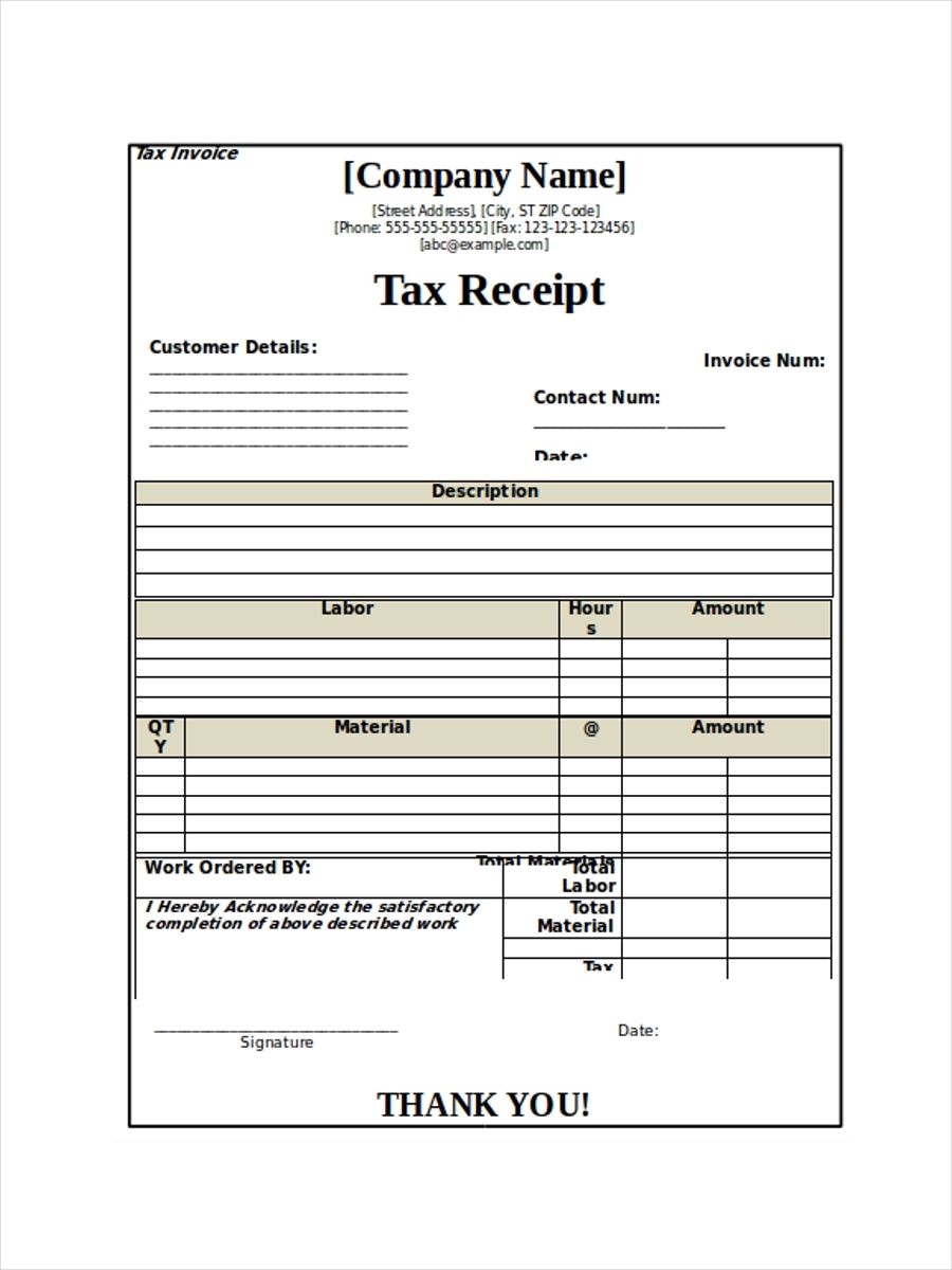 Tax Receipt Template Qualads