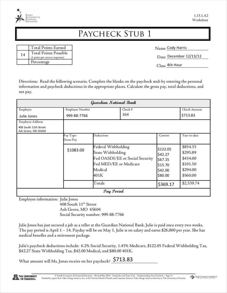 9 Free Pay Stub Templates Word Pdf Excel Format Download Free 