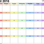 April 2016 Calendars For Word Excel Pdf