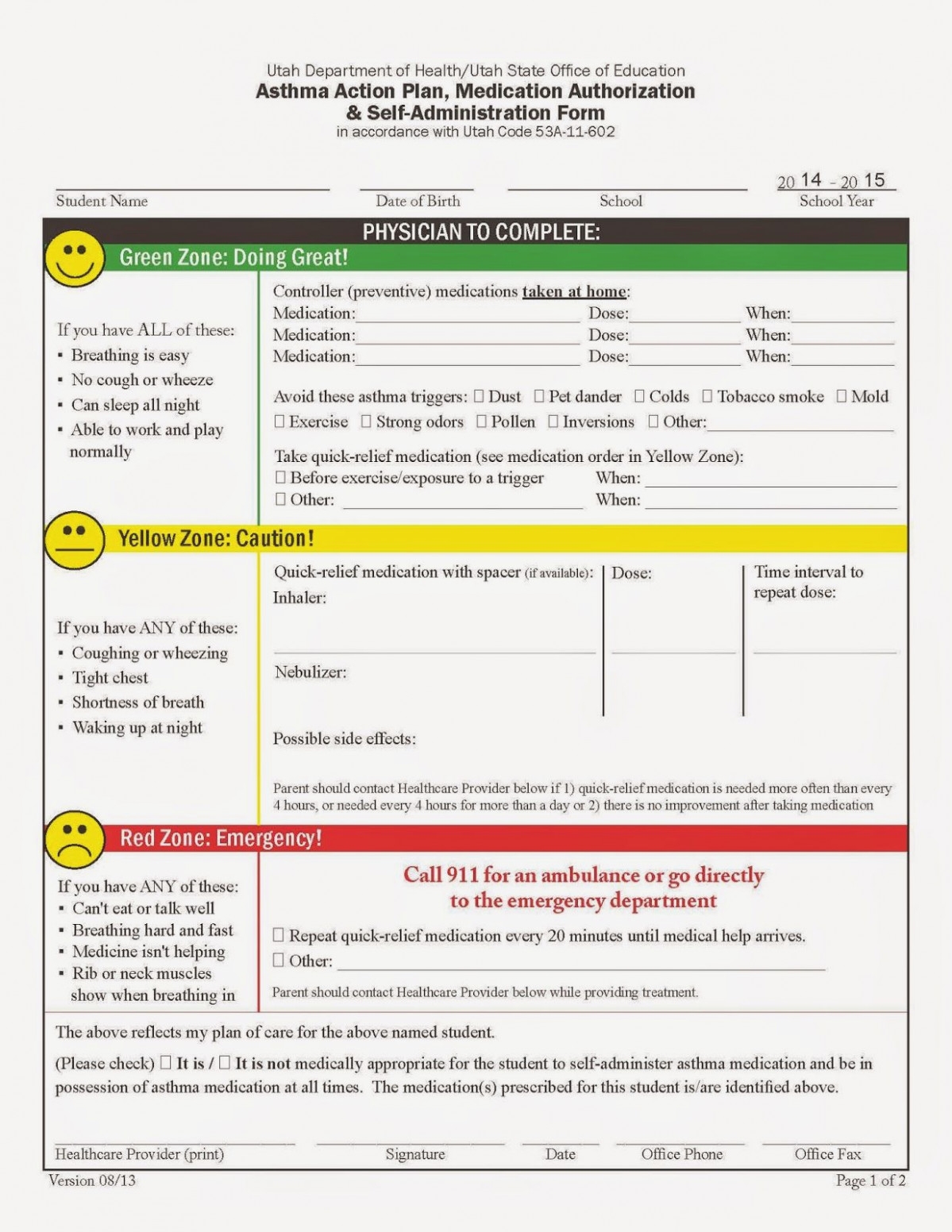 Asthma Care Plan Template Asthma Action Plan Template Elegant Padi