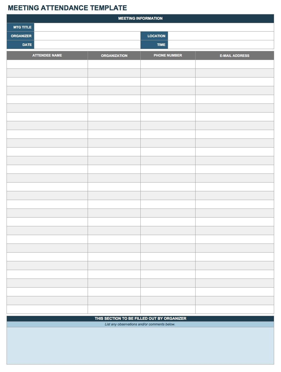 Attendance List Templates 12 Printable Xlsx Docs Pdf Samples 