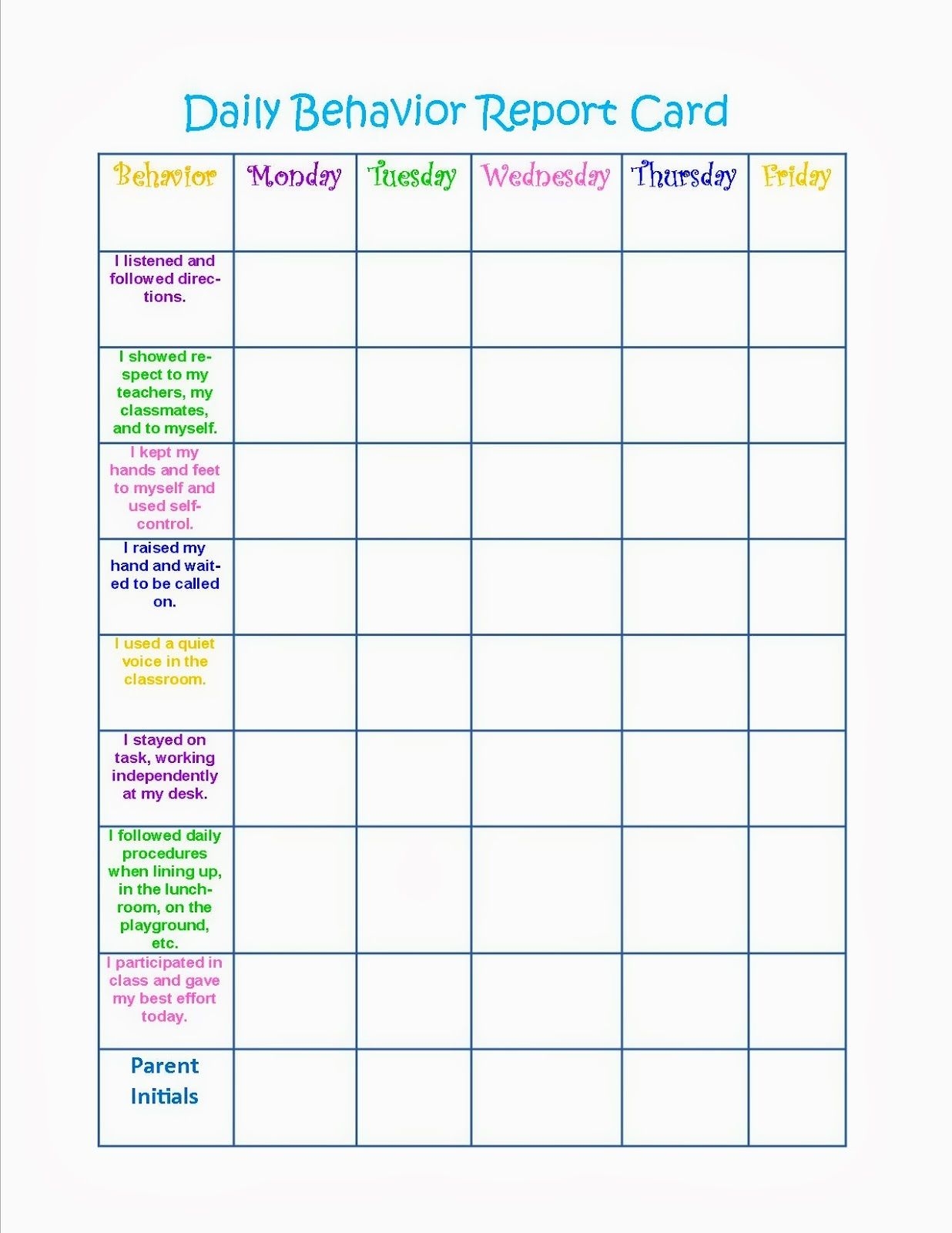 Behavior Charts Printable For Kids Printable Reward Charts 