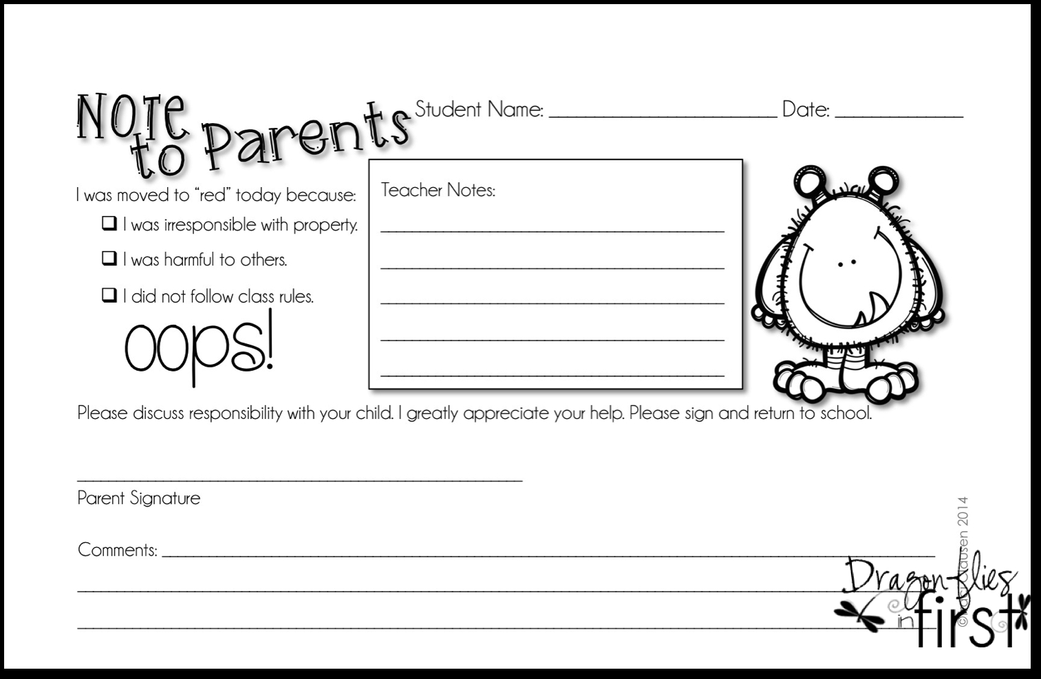 Behavior Notes Home Template Wosing Template Design 