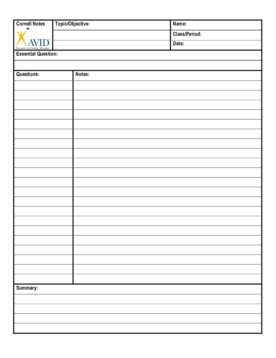 Best Ideas For Cornell Notes Template Microsoft Word With Download