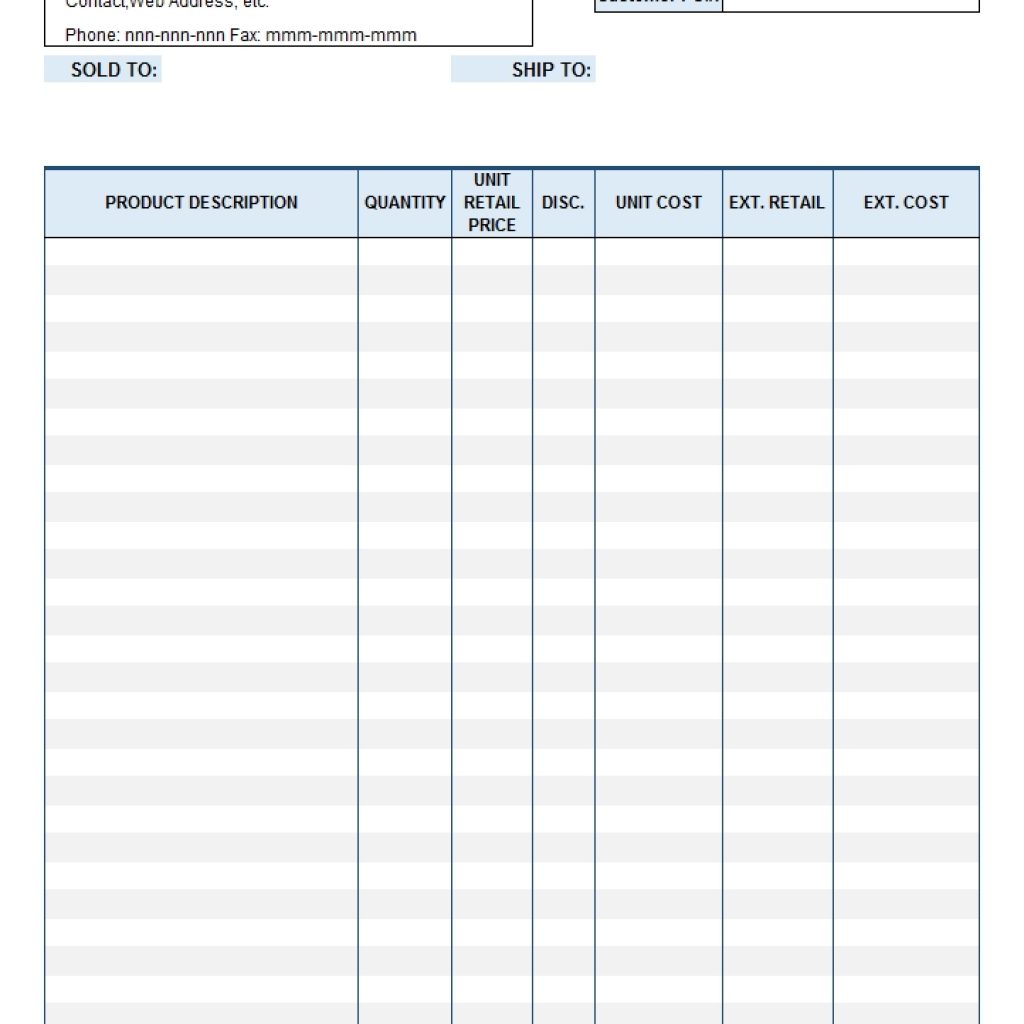 Book Store Invoice Template