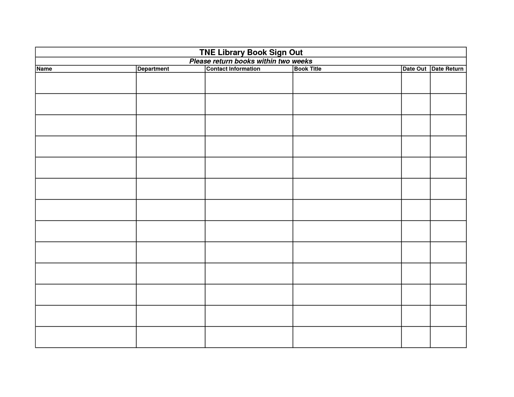 Brilliant Ideas For Book Sign Out Sheet Template On Free Wosing 